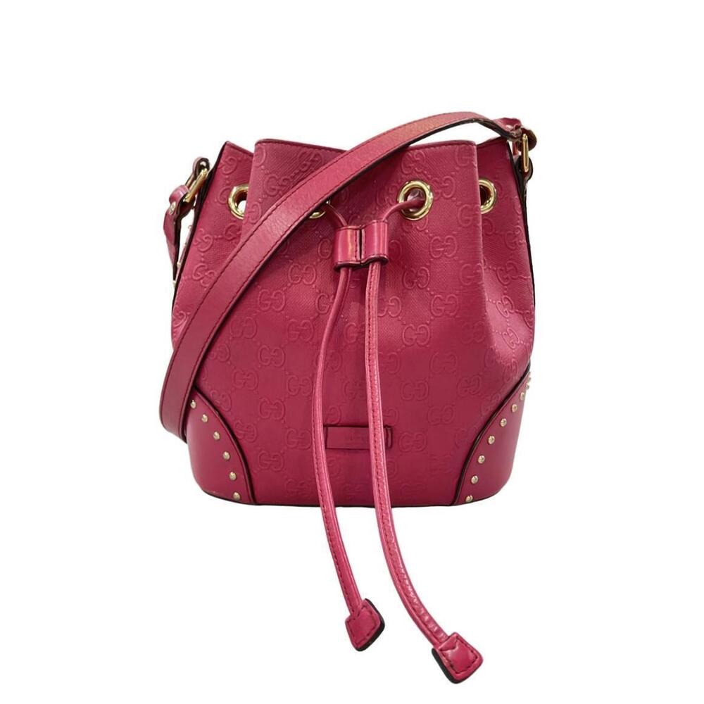 Gucci Bright Diamante GG Studded Bucket Crossbody Bucket Bag Pink